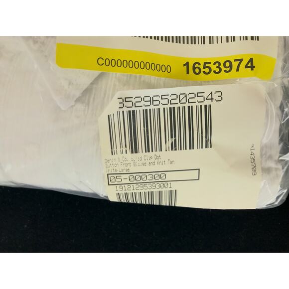 Denim Co. Solid Clip Dot Button Front Blouse & Knit Tank Set White L New A352965 - Picture 6 of 7